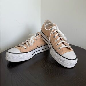 Converse All Star Tan Low-Tops with White Soles